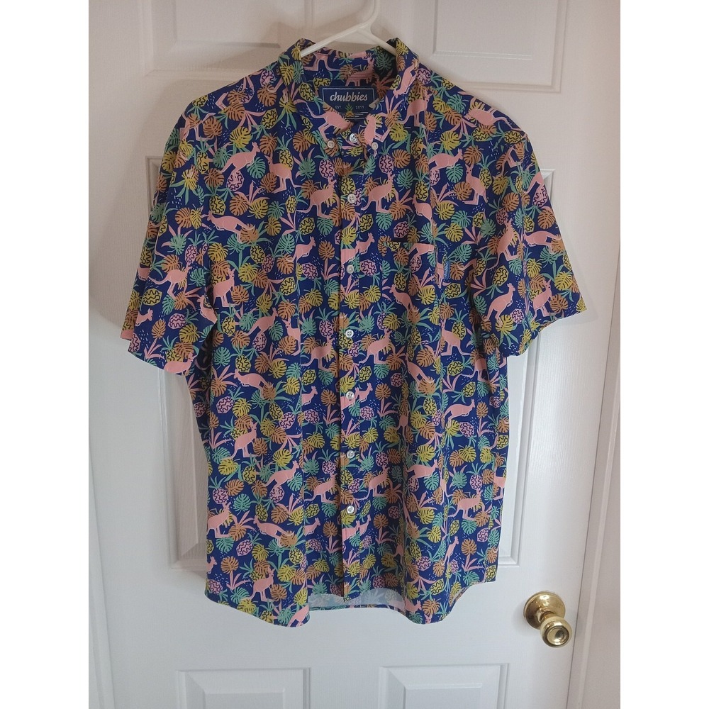 Chubbies Kangaroo Shirt Blue & Pink Size‎ Large Mens Medium Button Up